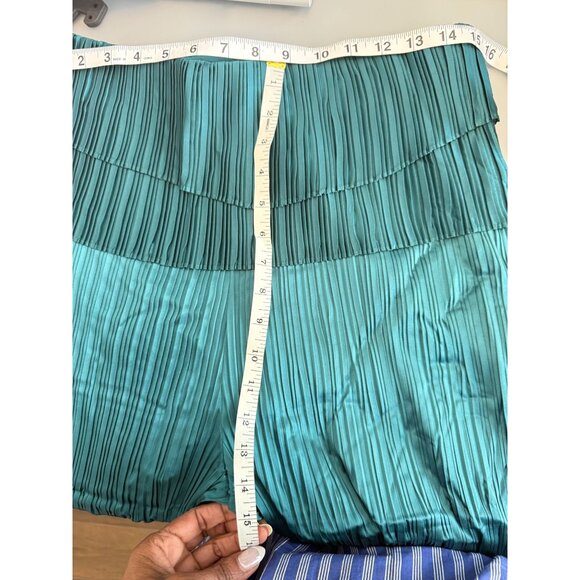 NWT Andrea Iyamah Linea Womens‎ Pleated Wide Leg Peplum Dressy Pants Teal M - Picture 7 of 11